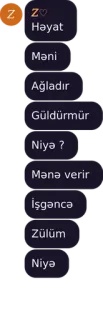 💜 48964017 Həyat
Məni
Ağladır
Güldürmür
Niyə ?
Mənə verir
İşgəncə
Zülüm
Niyə telegram sticker