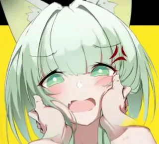 😳 29838a3b Anime, Mädchen, wütend, süß, grüne Haare telegram sticker