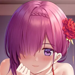 🥰 86f39d17 Anime, Frau, lila Haare, Blume, Mädchen, süß telegram sticker