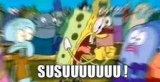 🥛 d1439f9e Spongebob SUSUUUUUU! spongebob, meme, sus, cartoon telegram sticker