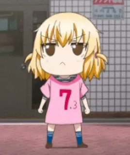 ☹️ d442371a Anime, Mädchen, blonde Haare, rosa Shirt, süß, Chibi telegram sticker