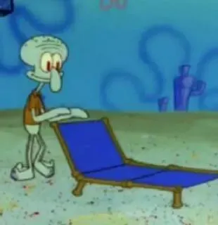 ➖ 395cde18 Squidward Spongebob Squarepants cartoon, squid, beach, chair, animated whatsapp sticker