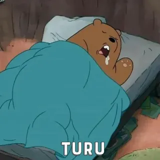 🤔 8a69bb48 TURU sleep, bear, lazy, bed, cartoon whatsapp sticker