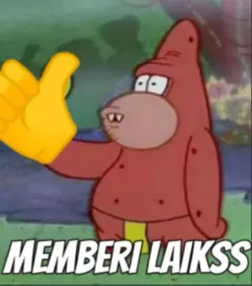 🤔 d47a16d0 Patrick Star MEMBERI LAIKSS patrick, spongebob, thumbs up, cartoon, meme whatsapp sticker