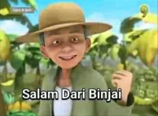 🤔 d7420c4e Salam Dari Binjai salam, binjai, indonesia, greeting, cartoon whatsapp sticker