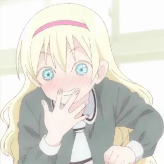 🤭 c94e5863 อนิเมะ, ผู้หญิง, ผมบลอนด์, น่ารัก, เขิน telegram sticker