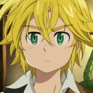 😕 fc6cb17b Meliodas Seven Deadly Sins อนิเมะ, ผมบลอนด์, ปีศาจ, ตัวละคร, แฟนตาซี telegram sticker