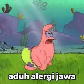 👊 eeafa19e Patrick Star Spongebob Squarepants aduh alergi jawa patrick, stern, spongebob, allergie, meme telegram sticker