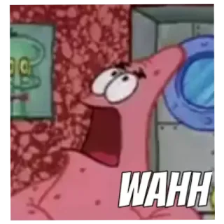 😦 0e554639 Patrick Star Spongebob Squarepants WAHH piangere, stella marina, triste, cartone animato, patrick whatsapp sticker