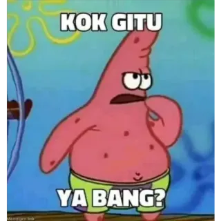 😮 8fe57dab Patrick Star SpongeBob SquarePants KOK GITU
YA BANG? patrick, spongebob, stella, meme, cartone animato whatsapp sticker