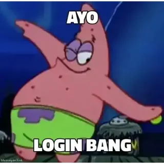 😏 933dfa05 Patrick Star Spongebob Squarepants AYO LOGIN BANG patrick, spongebob, cartone animato, meme, ayo, accesso whatsapp sticker