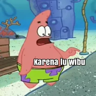🗿 c6b4ad57 Patrick Star Spongebob Squarepants Karena lu wibu patrick, stella, spongebob, wibu, cartone animato whatsapp sticker