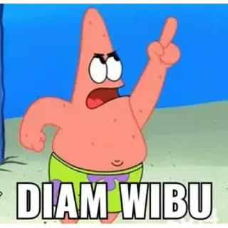 🗿 f69efab0 Patrick Star DIAM WIBU spongebob, patrick, cartoni animati, wibu, arrabbiato whatsapp sticker