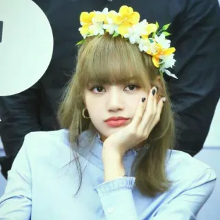 🖤 326c33bf Lisa kpop, idol, corona di fiori, cantante, donna, persona telegram sticker