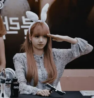 💖 567d96d5 donna, orecchie da coniglio, saluto, idol, kpop telegram sticker