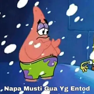 🤔 038c1ae5 Patrick Star Spongebob Squarepants Napa Musti Gua Yg Entod spongebob, patrick, cartoon, verdrietig, meme telegram sticker