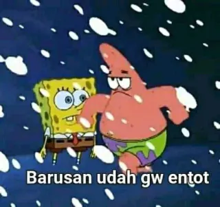 🤔 27c76e77 Spongebob Barusan udah gw entot cartoon, Patrick, sneeuw, Spongebob telegram sticker