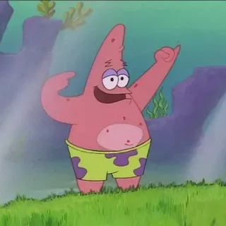 👍 54c00975 Patrick Star SpongeBob SquarePants patrick, zeester, cartoon, grappig, spongebob, blij telegram sticker