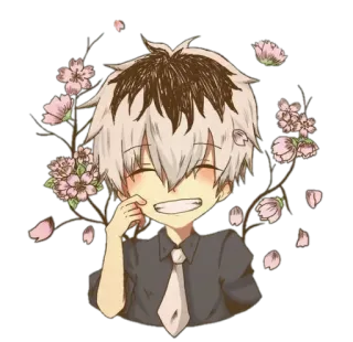 😁 da566cef Anime, Manga, Jongen, Schattig, Bloemen, Glimlach telegram sticker