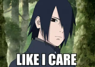 🌀 35673c4e Sasuke Naruto LIKE I CARE 사스케, 나루토, 애니메이션, 만화, 무관심한 telegram sticker