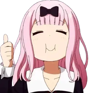 🤔 6f4aa2e9 Chika Fujiwara Kaguya-sama: Love Is War 애니메이션, 여자, 핑크머리, 좋아요, 귀여운, 행복한 telegram sticker