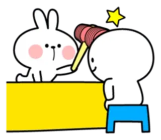 😕 0999ac1c Cartoon, Schattig, Konijn, Ster, Tafel, Personage telegram sticker