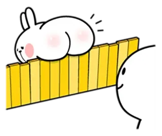 😤 6602df53 konijn, schattig, cartoon, hek telegram sticker