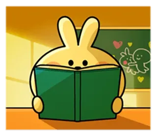 📖 83042665 konijn, boek, lezen, schattig, klaslokaal telegram sticker