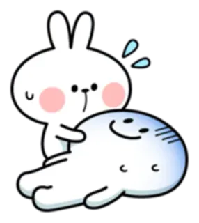 😢 867703f6 konijn, zeehond, schattig, vrienden, cartoon telegram sticker