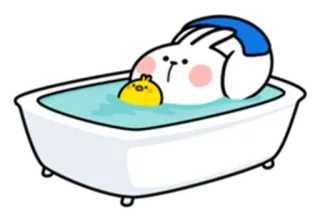 💦 b77ae150 konijn, konijntje, bad, rubber eend, schattig telegram sticker