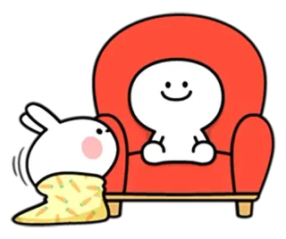 💤 fb5d0b89 schattig, konijn, konijntje, bank, wortel telegram sticker