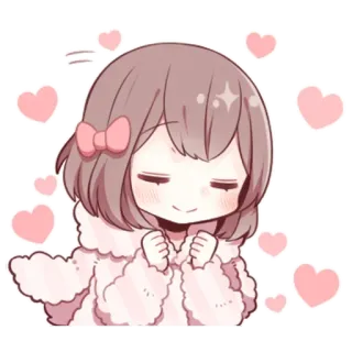 🐱 3c19e62e Anime, Schattig, Harten, Kawaii, Meisje telegram sticker
