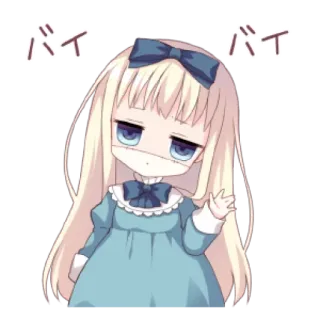 🐱 48ad1017 バイバイ anime, meisje, blond, golf, schattig telegram sticker