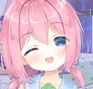 😍 4f992b2f Anime, Meisje, Leuk, Roze Haar, Lachend telegram sticker