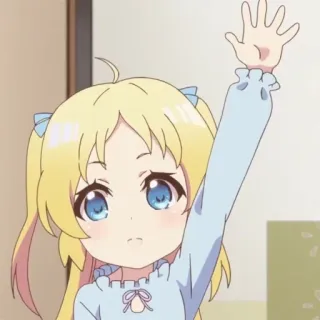 🐱 5fa910f0 anime, meisje, schattig, kawaii, kind, hand opsteken telegram sticker