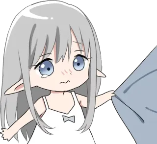 🐱 807b5f2a Anime, Meisje, Verdrietig, Huilend, Elf, Chibi telegram sticker