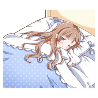 🐱 85899a97 anime, meisje, bed, slaperig, cartoon telegram sticker