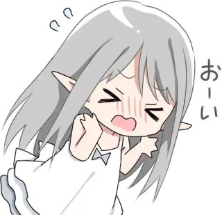 🐱 c2708250 おーい anime, meisje, elf, verlegen, schattig telegram sticker