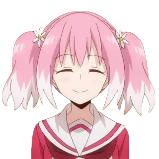 😊 33ef933c アニメ, 女の子, ピンク髪, 笑顔, かわいい, カートゥーン telegram sticker