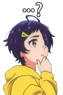 🤔 37685266 アニメ, 考える, 考え事, 表情, 女の子 telegram sticker