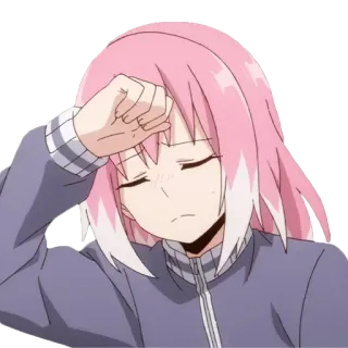 🙁 757f8615 アニメ, 疲れ, ピンク髪, 眠い, アニメガール telegram sticker
