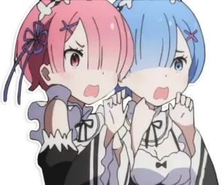 😱 a601d27d Ram and Rem アニメ, キャラクター, 可愛い, かわいい, びっくり telegram sticker