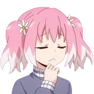 🤔 aa8d6940 アニメ, 女の子, ピンク髪, 考えている, 可愛い telegram sticker
