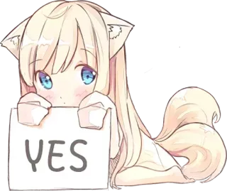 👍 b6e72c8b YES アニメ, 猫耳, はい, 可愛い, かわいい telegram sticker