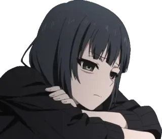 😔 f06b8f51 アニメ, 女の子, 悲しい, 黒髪 telegram sticker