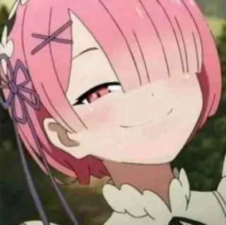😏 94ffb059 Ram Re:Zero anime, imut, gadis, rambut merah muda, maid whatsapp sticker