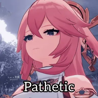 😒 45693e8f Yae Miko Genshin Impact Pathetic anime, game, yae miko, pathetic, smug, pink hair whatsapp sticker