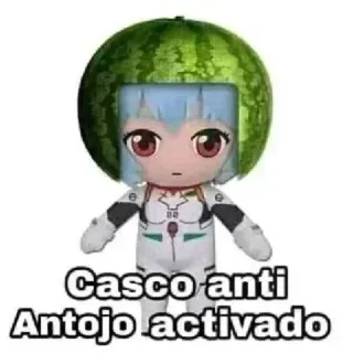 😉 5c23298a Rei Ayanami Neon Genesis Evangelion Casco anti Antojo activado anime, helmet, watermelon, manga, doll whatsapp sticker