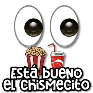 👀 5cc1b5b3 Está bueno el Chismecito gossip, popcorn, movie, eyes, soda whatsapp sticker