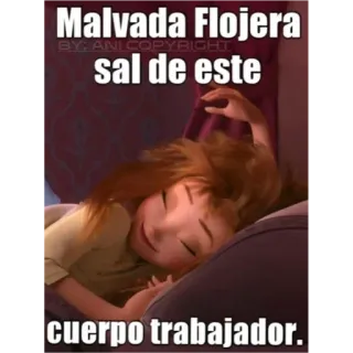 😴 8e56d7fe Anna Frozen Malvada flojera sal de este cuerpo trabajador. lazy, tired, disney, cartoon, sleep whatsapp sticker